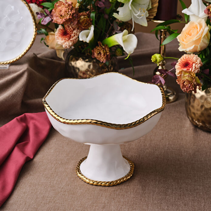 KARACA GOLDEST AYAKLI KASE 26 CM, GOLD