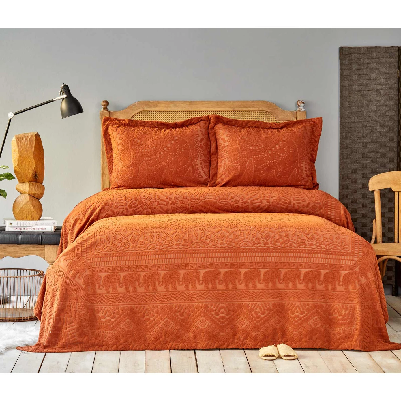 KH BOHEM TERCOTTA PANEL DOUBLE WINTER BED MATTRESS SET