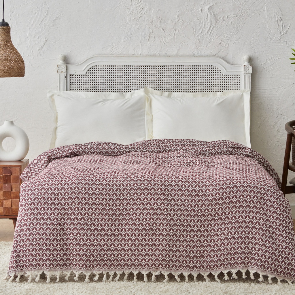 KH CORDOBA CLARET RED DOUBLE PIQUE BED COVER 200X230