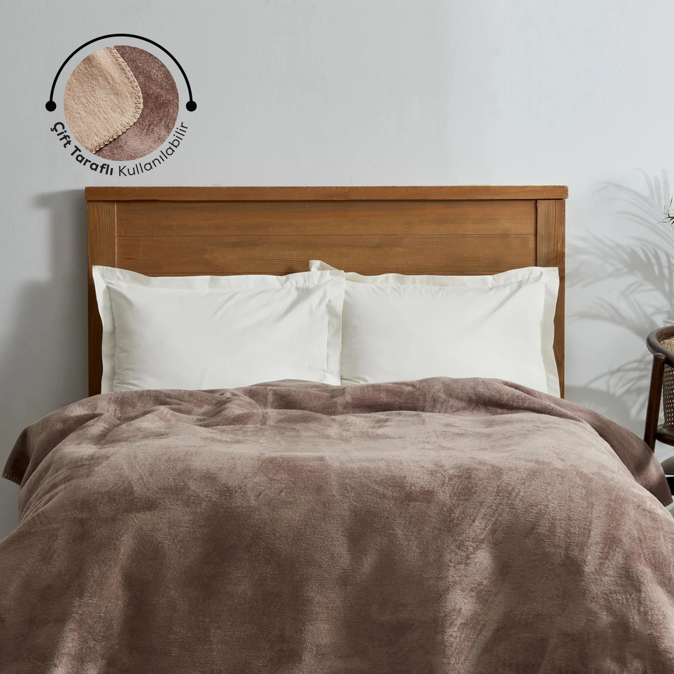 KH SAYE MINK-BEIGE SINGLE DOUBLE COTTON BLANKET