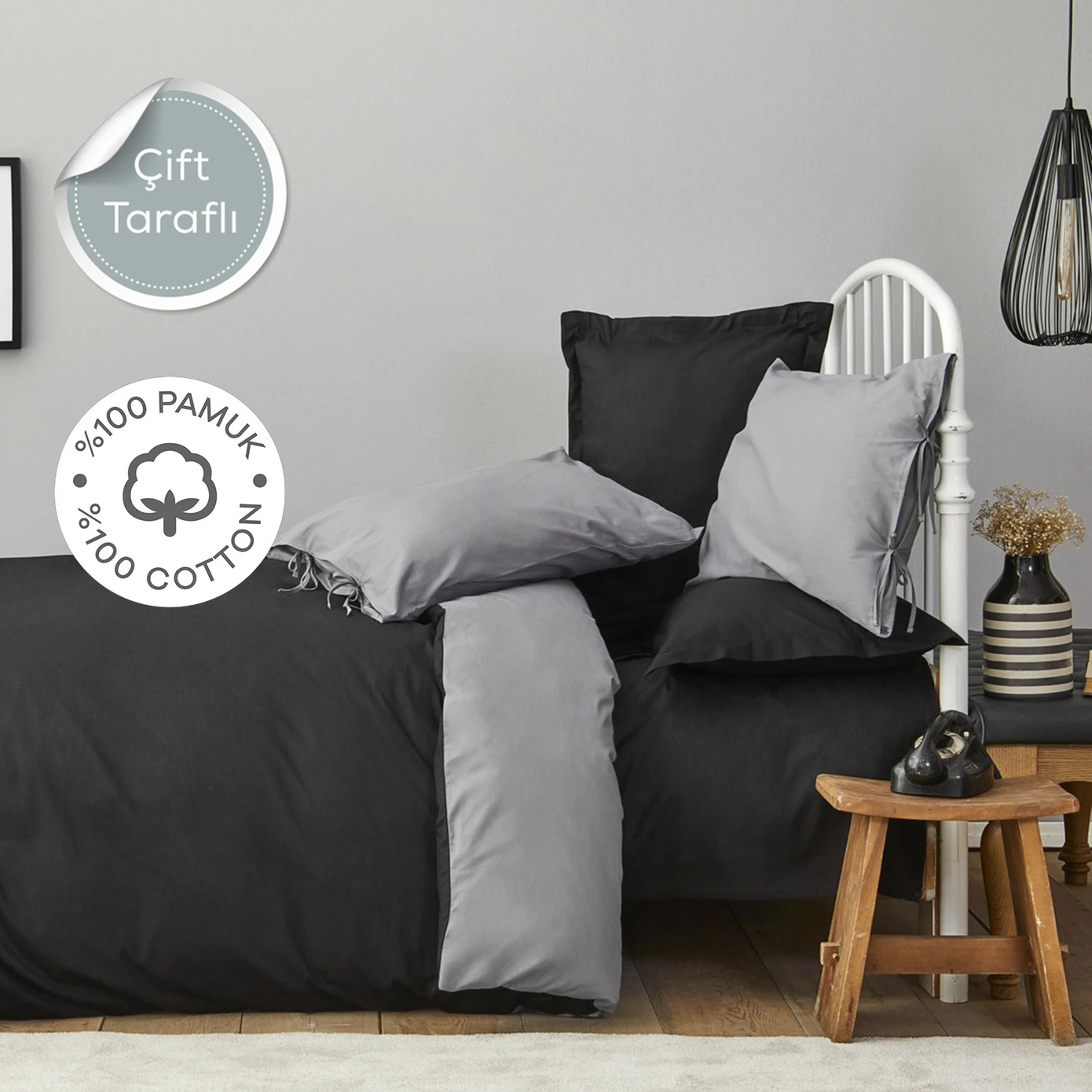 KH الأساسية BLACK-K. رمادي مزدوج الجوانب مقاس مزدوج NEV TKM PP