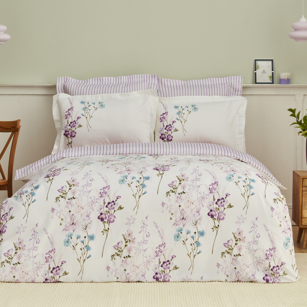 طقم غطاء لحاف مزدوج من القطن الساتان 100% من KH LORIS LILA