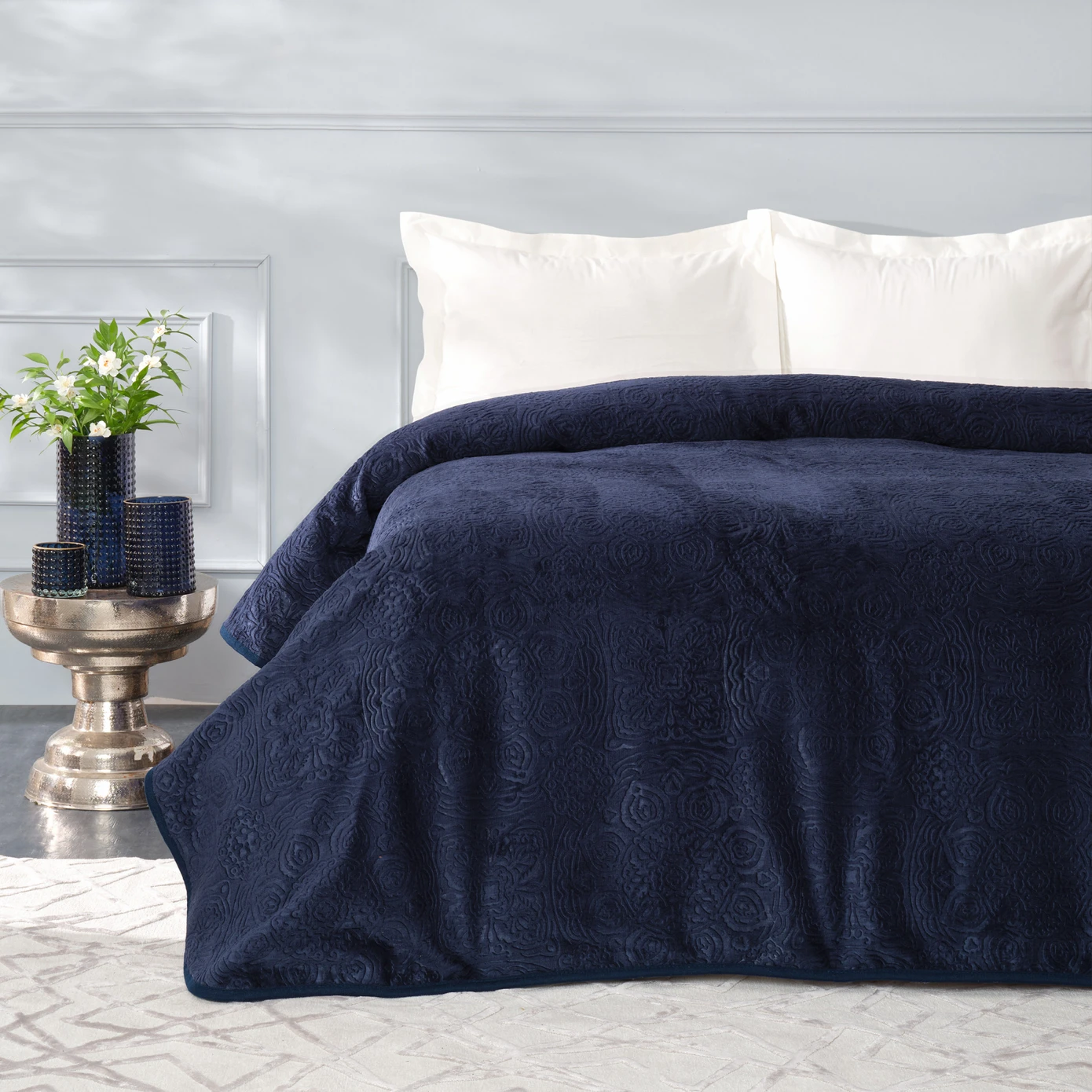 KH SCALA DARK BLUE SINGLE KS EMBOSY BLANKET (PP)