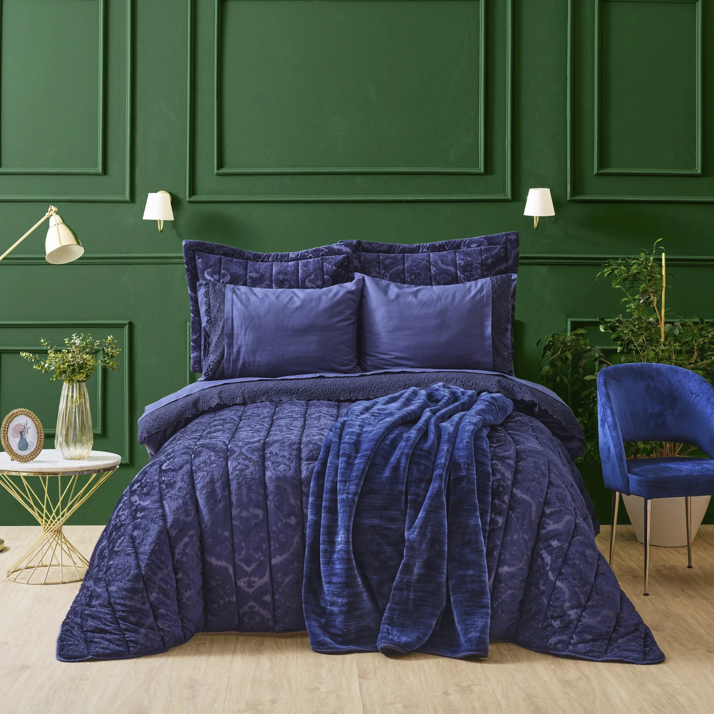 ALBA IKAT DARK BLUE 8 PRC DOUBLE SET