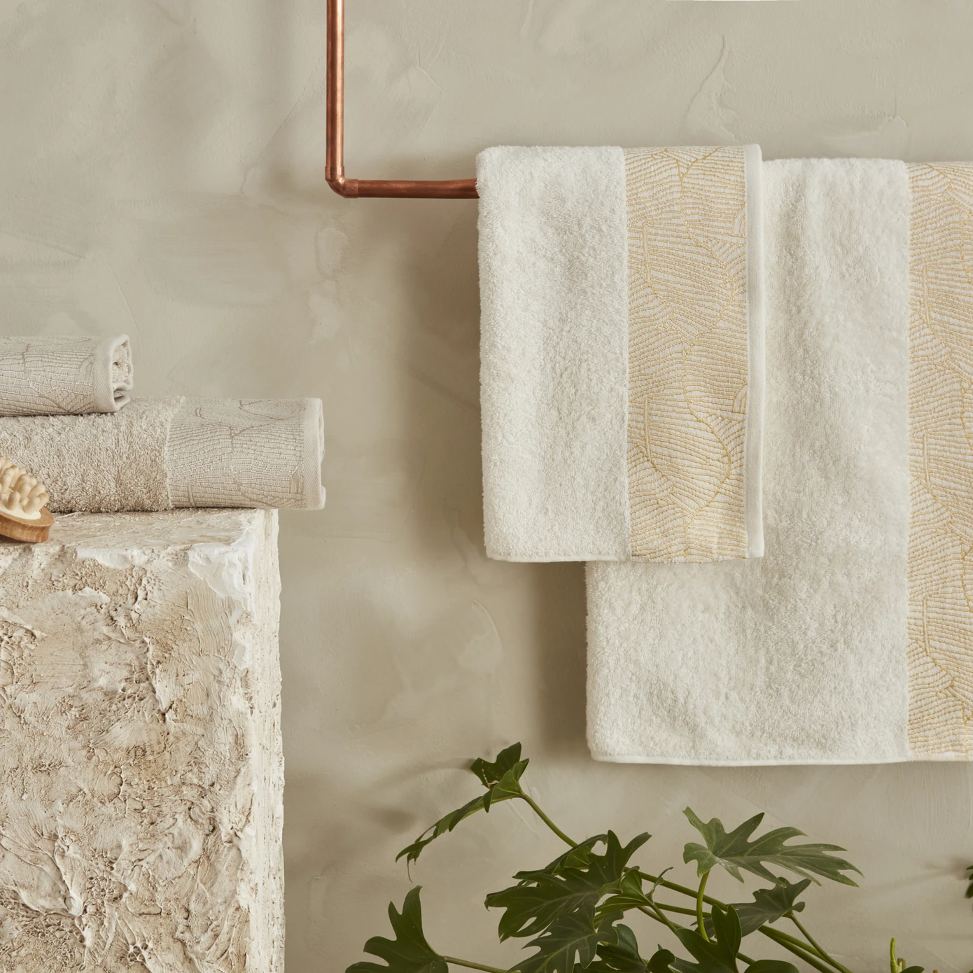 KH EDNA 4 PIECES OFFWHITE -BEIGE HAMAM SET