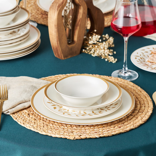 KARACA ROSEANNE GOLD 24 PARÇA 6 KİŞİLİK PORSELEN YEMEK TAKIM