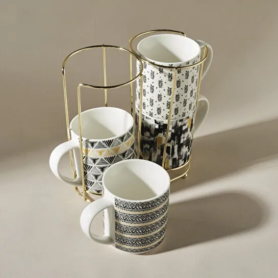 KARACA NIGRUM 5 PRÇ MUG SET STANDLI