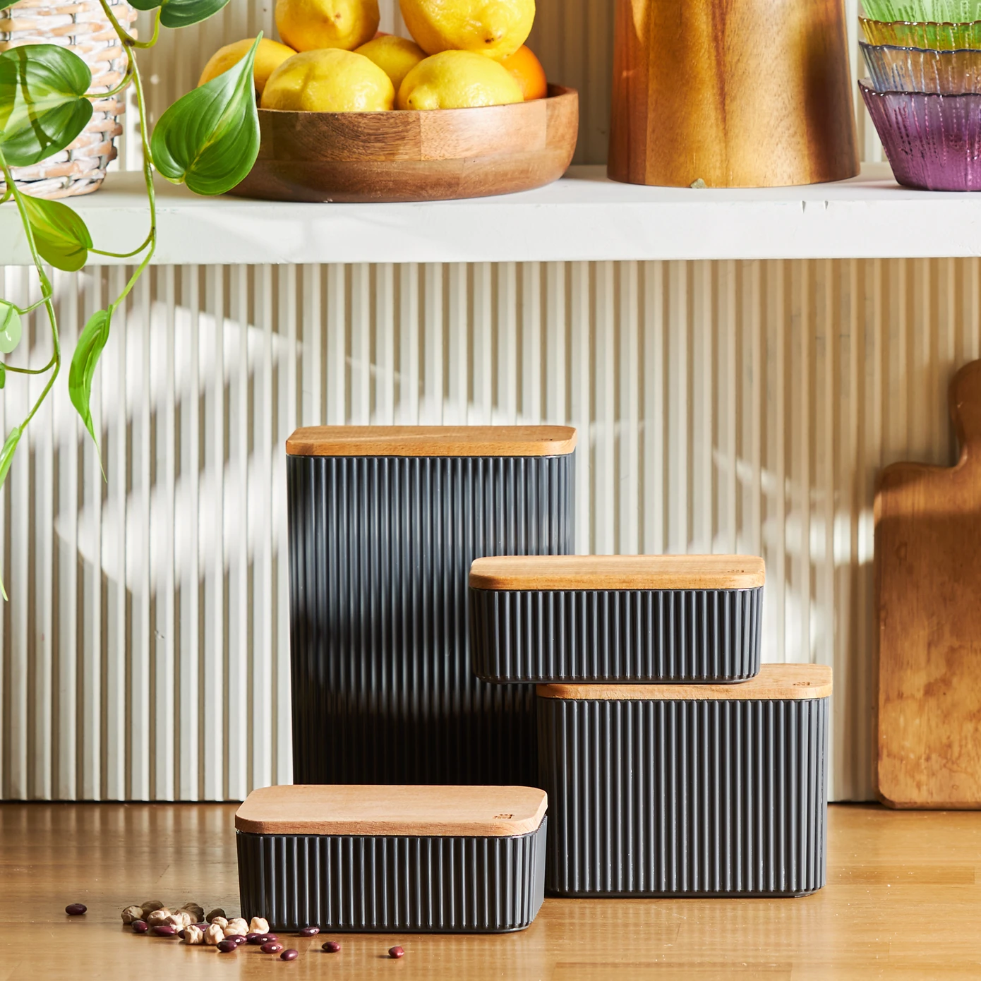 KARACA MASSIMO STORAGE CONTAINER SET OF 4 ANTHRACITE