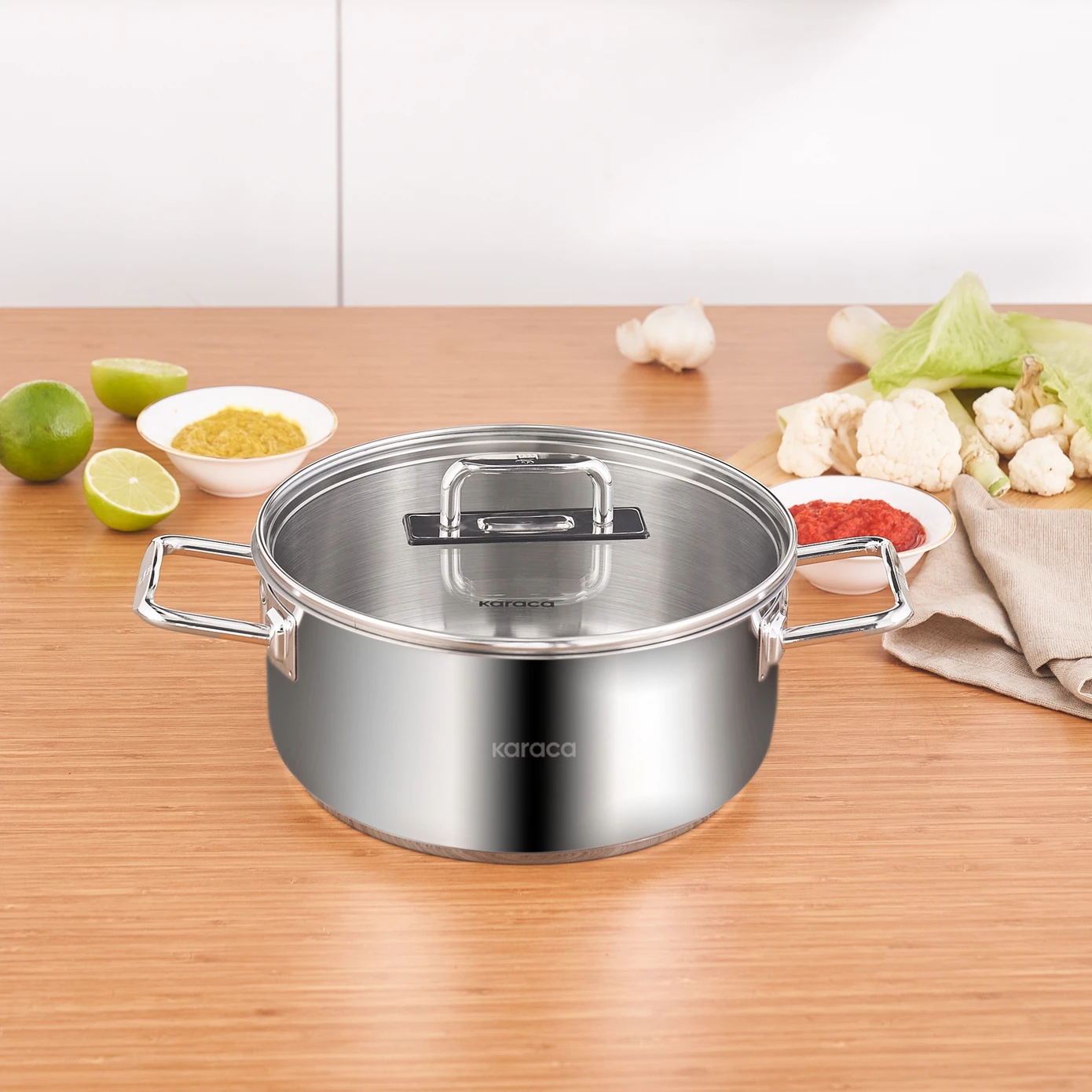 KARACA GRACE STEEL POT 22 CM 3.8 LT