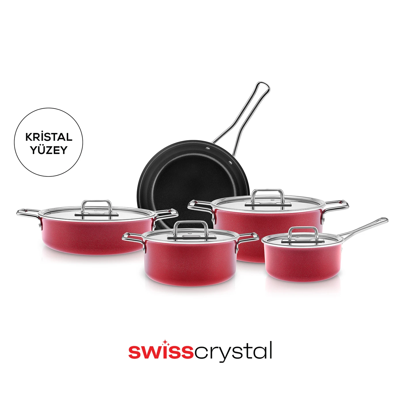 KARACA SWISS CRYSTAL MASTERMAID 9 PIECES TEN SET IMPERIAL RED