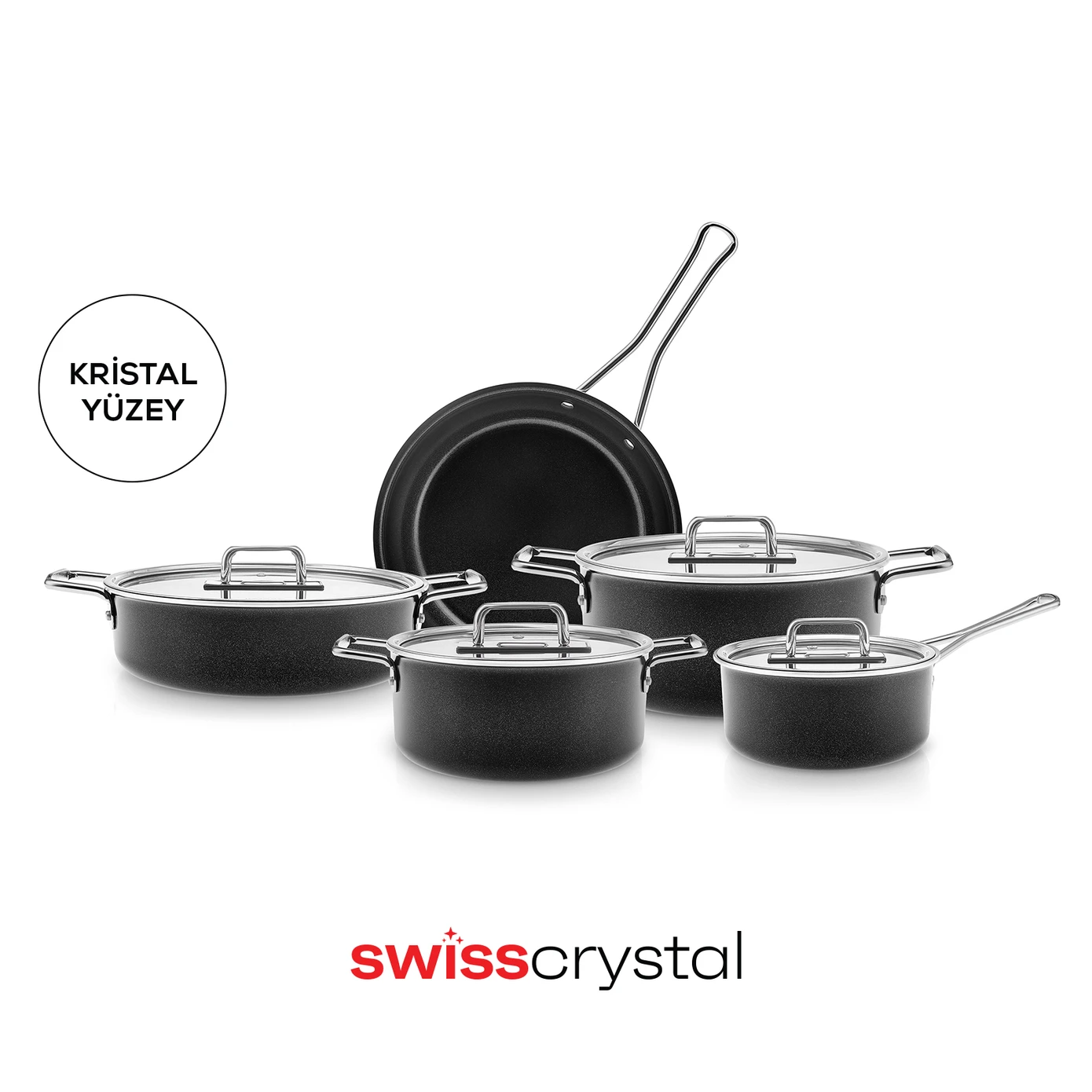 KARACA SWISS CRYSTAL MASTERMAID 9 PRÇ TEN SET SHINY BLACK