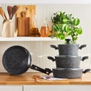 طقم أواني طهي KARACA BIOGRANITE GRAY ROCK مكون من 7 قطع