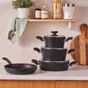 KARACA DEFNE BIOGRANITE V2 7 PIECE COOKWARE SET BLACK