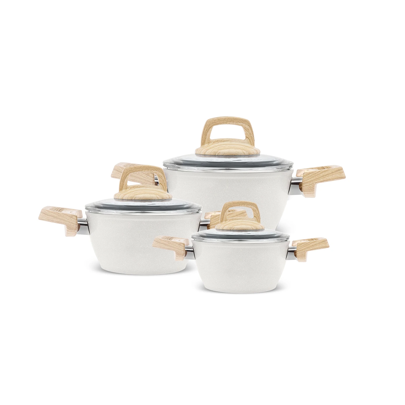 KARACA SWISS CRYSTAL 6 PARÇA MİDİ TENCERE SETİ CREAMY