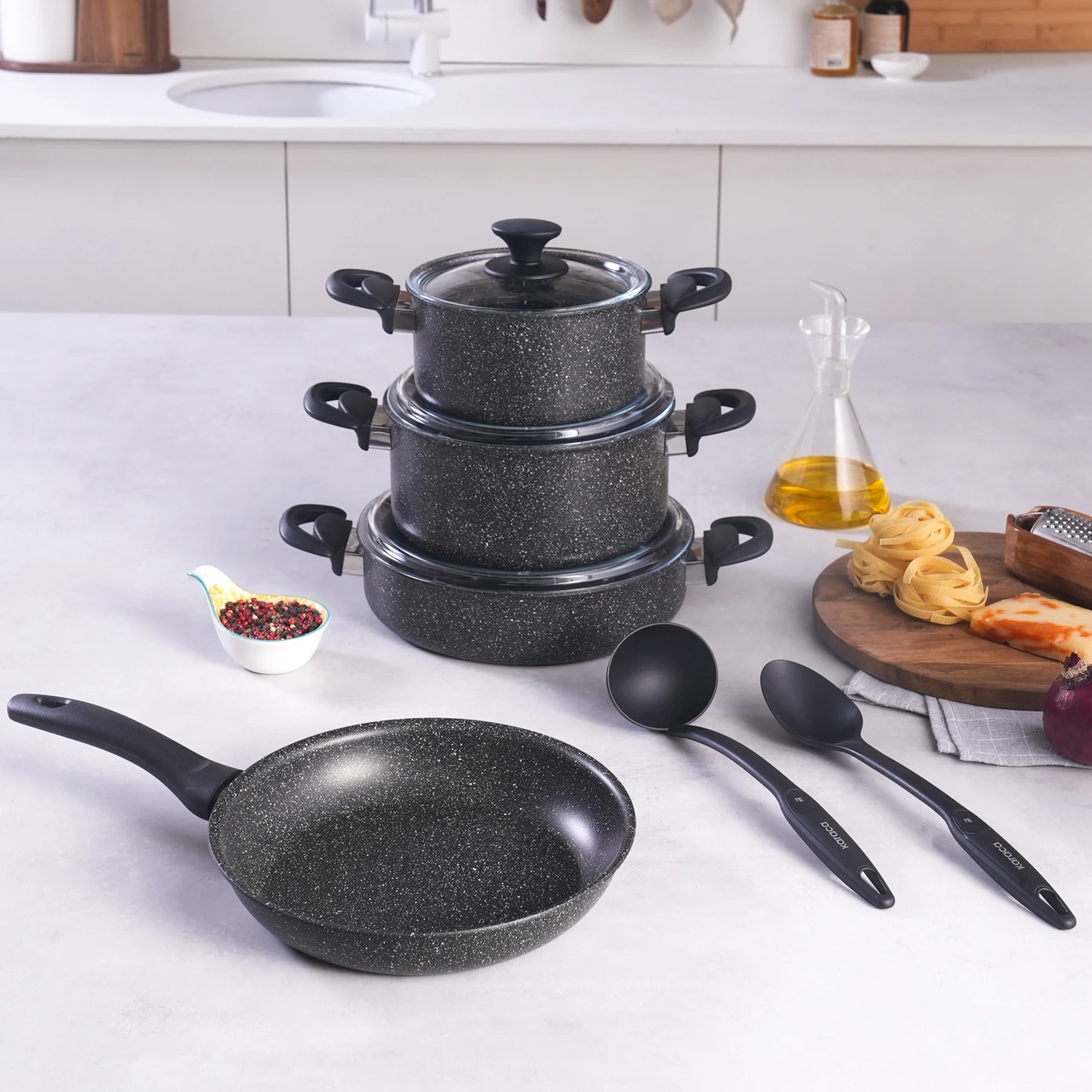 KARACA BIOGRANITE LENA 9 PIECE COOKWARE SET