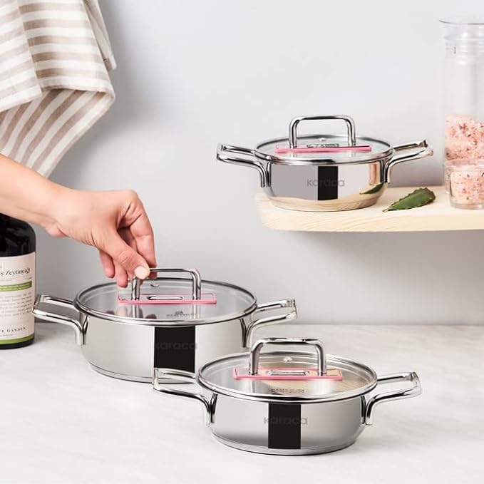 KARACA ARYA 6 PIECE MIDI STEEL POT SET PINK