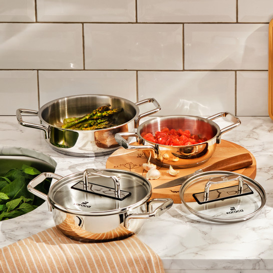 كاراجا آريا مجموعة مقالي فولاذية مكونة من 6 قطع