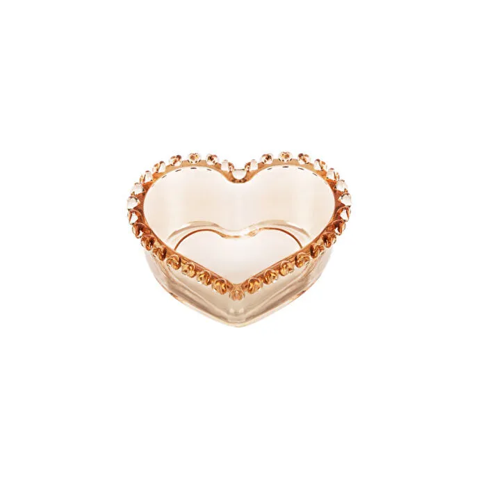 كاراجا جلوري وعاء قلب زجاجي كهرماني 13 سم