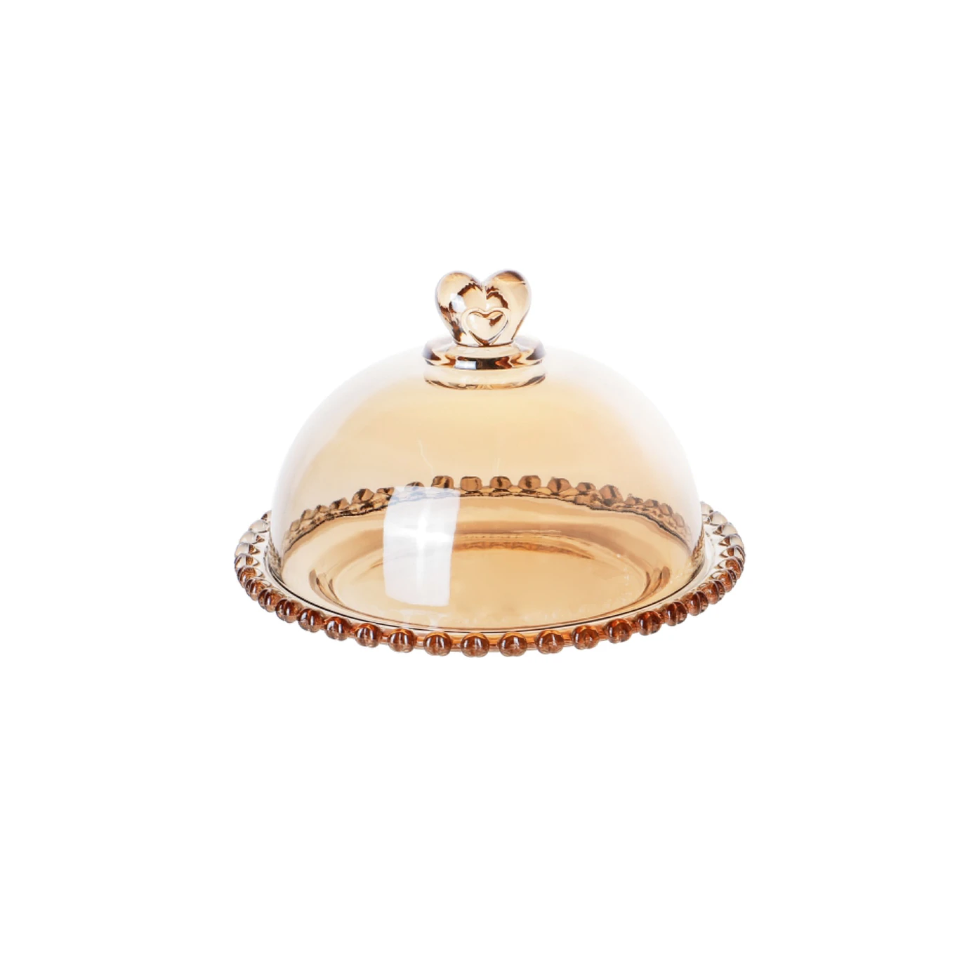 KARACA GLORY AMBER GLASS CAKE DISH 19CM