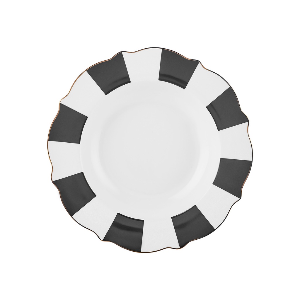 KARACA NEW ROMANTIC SİYAH KALIN ÇİZGİLİ ÇUKUR TABAK 24CM