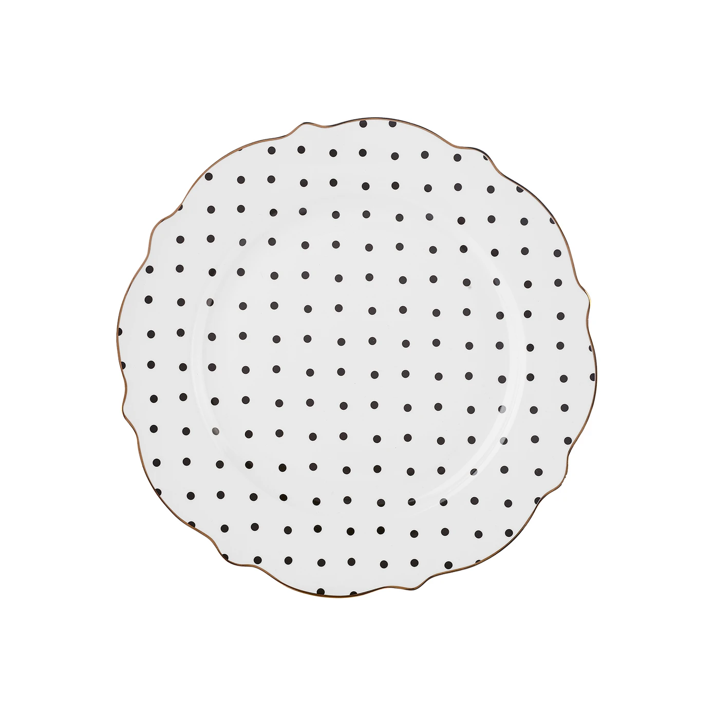 طبق كعكة منقطة أسود رومانسي جديد من KARACA مقاس 21 سم