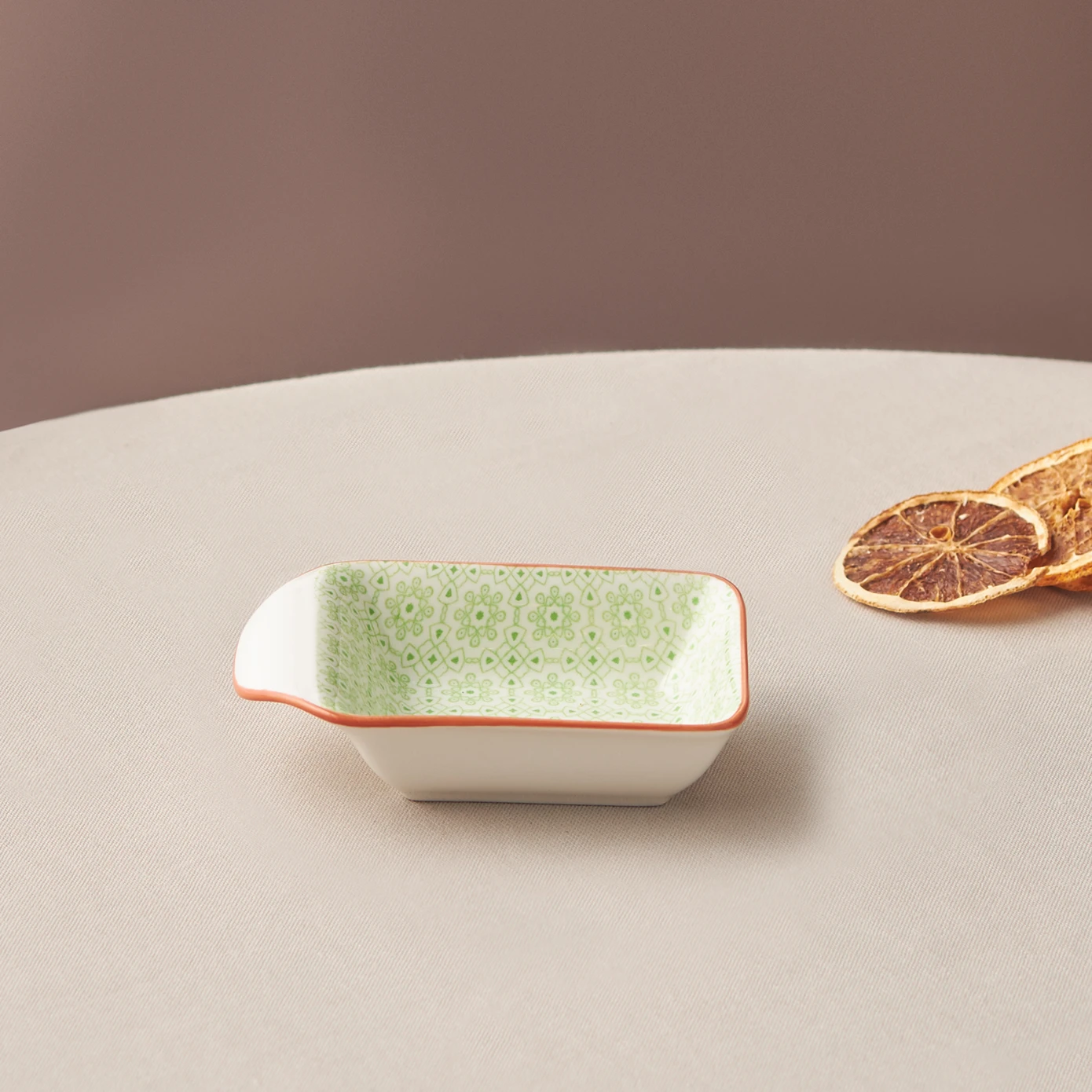 KARACA FLORAL GREEN RECTANGLE COOKIE DISH / SAUCE DINNER 10CM