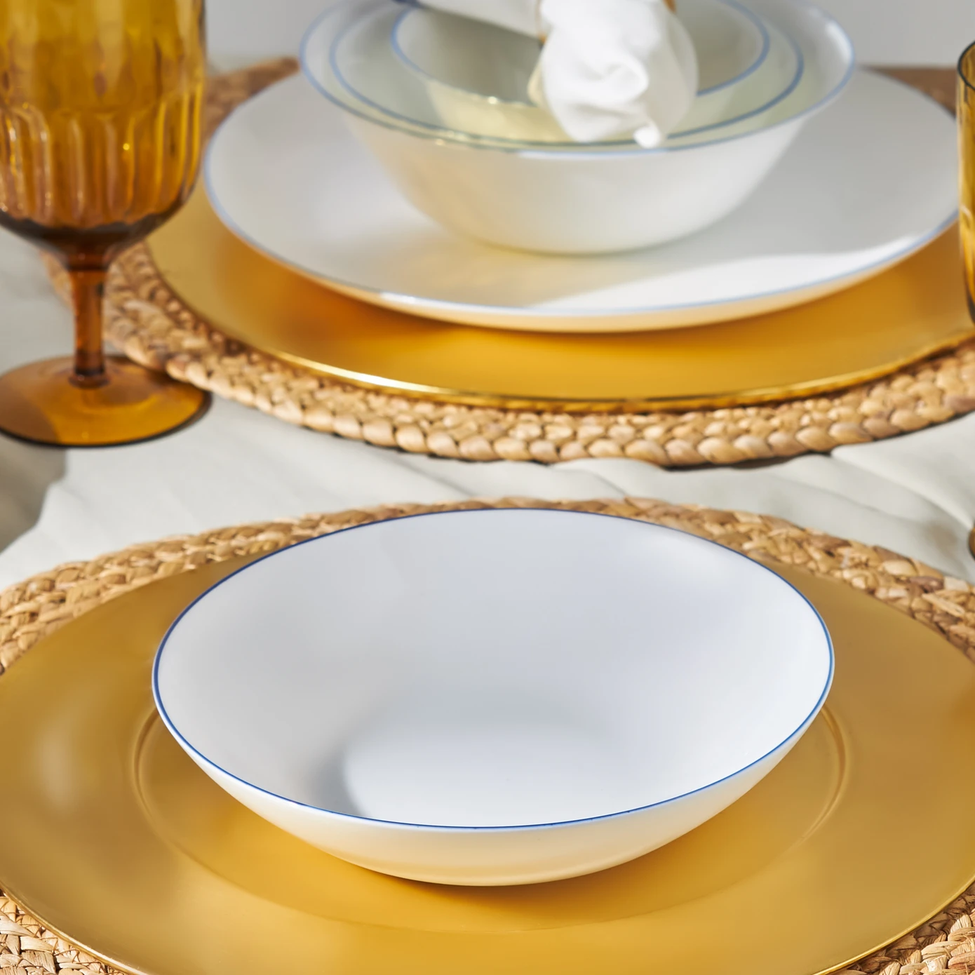 KARACA MILANO OPAL BLUE RIM POT PLATE 20CM