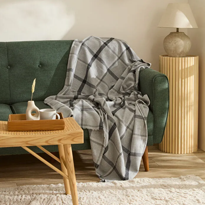 [1000237215006] KH FLANEL THROW  BATTAN, 120X150 CM, GRİ