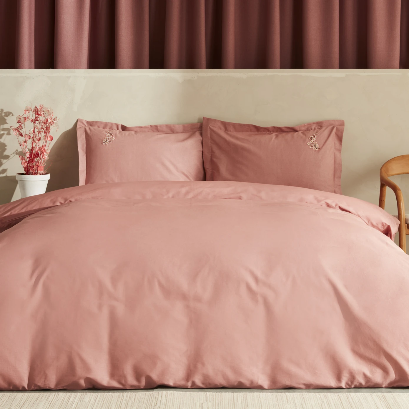 [200.22.01.0044] SAKURA DRIED ROSE VEGAN DOUBLE KS DUVET COVER SET