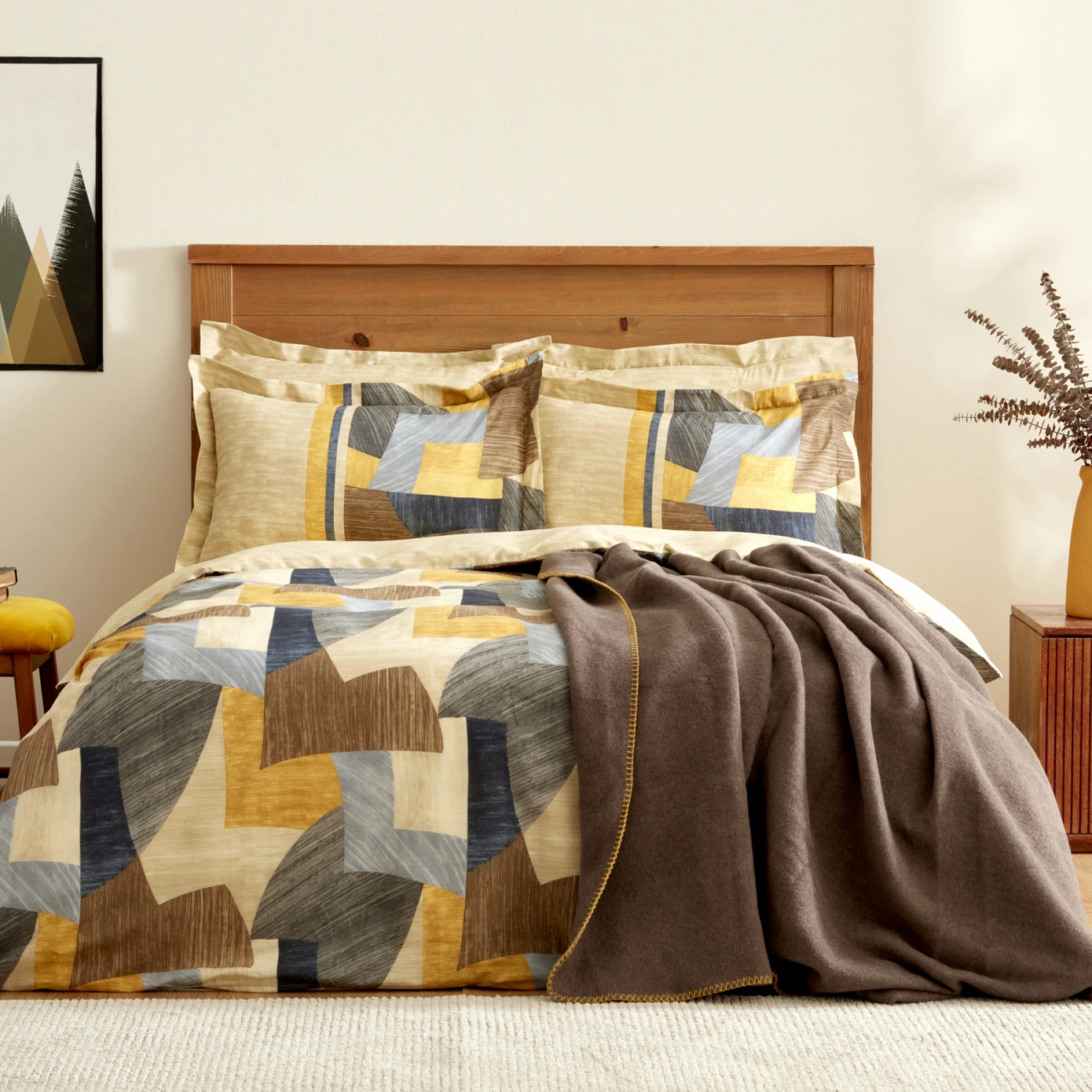 [200.22.05.0101] KH BERTIN BROWN DOUBLE KS DUVET COVER COTTON BLANKET SET