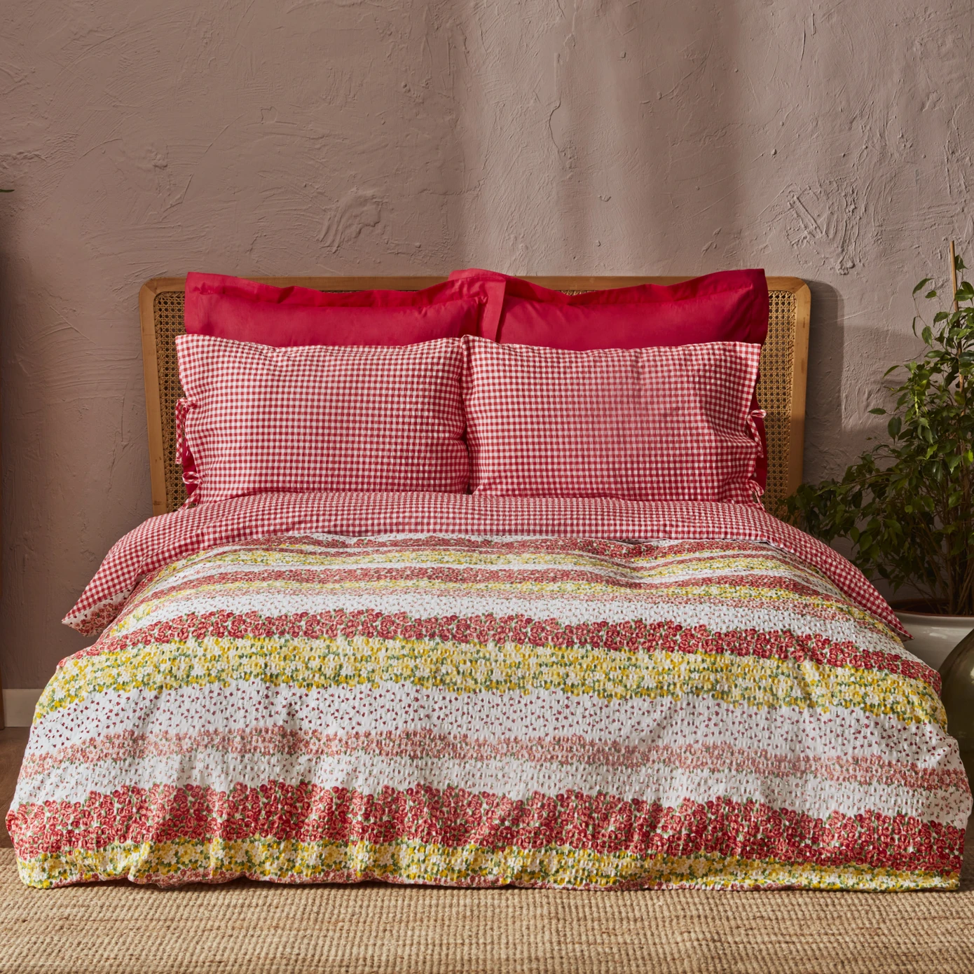 [200.22.01.0136] PARI RED NONIRON DOUBLE KS DUVET COVER SET