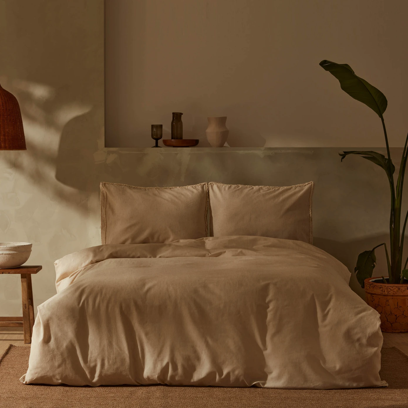 [200.22.01.0067] POLLEN BEIGE LINEN DOUBLE KS DUVET COVER SET