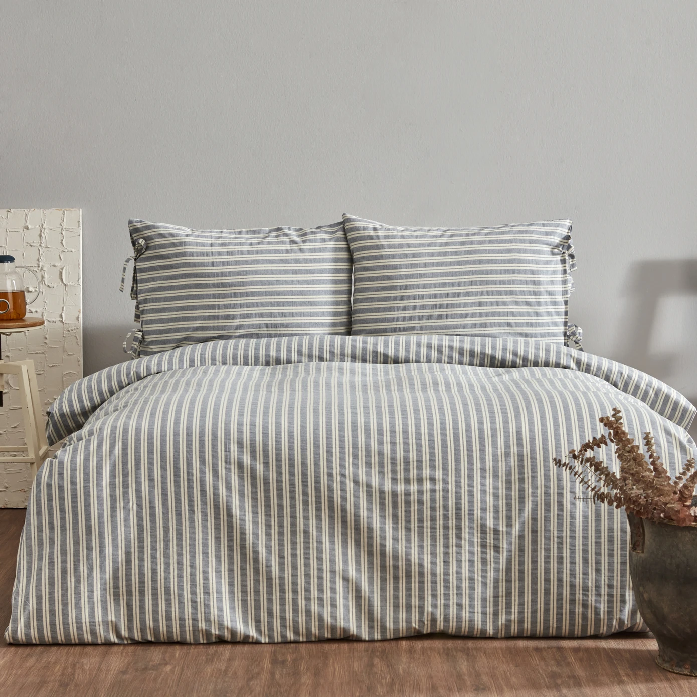[200.22.14.0204] KARACA HOME DENIM STRIPED ÇİFT KİŞİLİK NEVRESİM TK