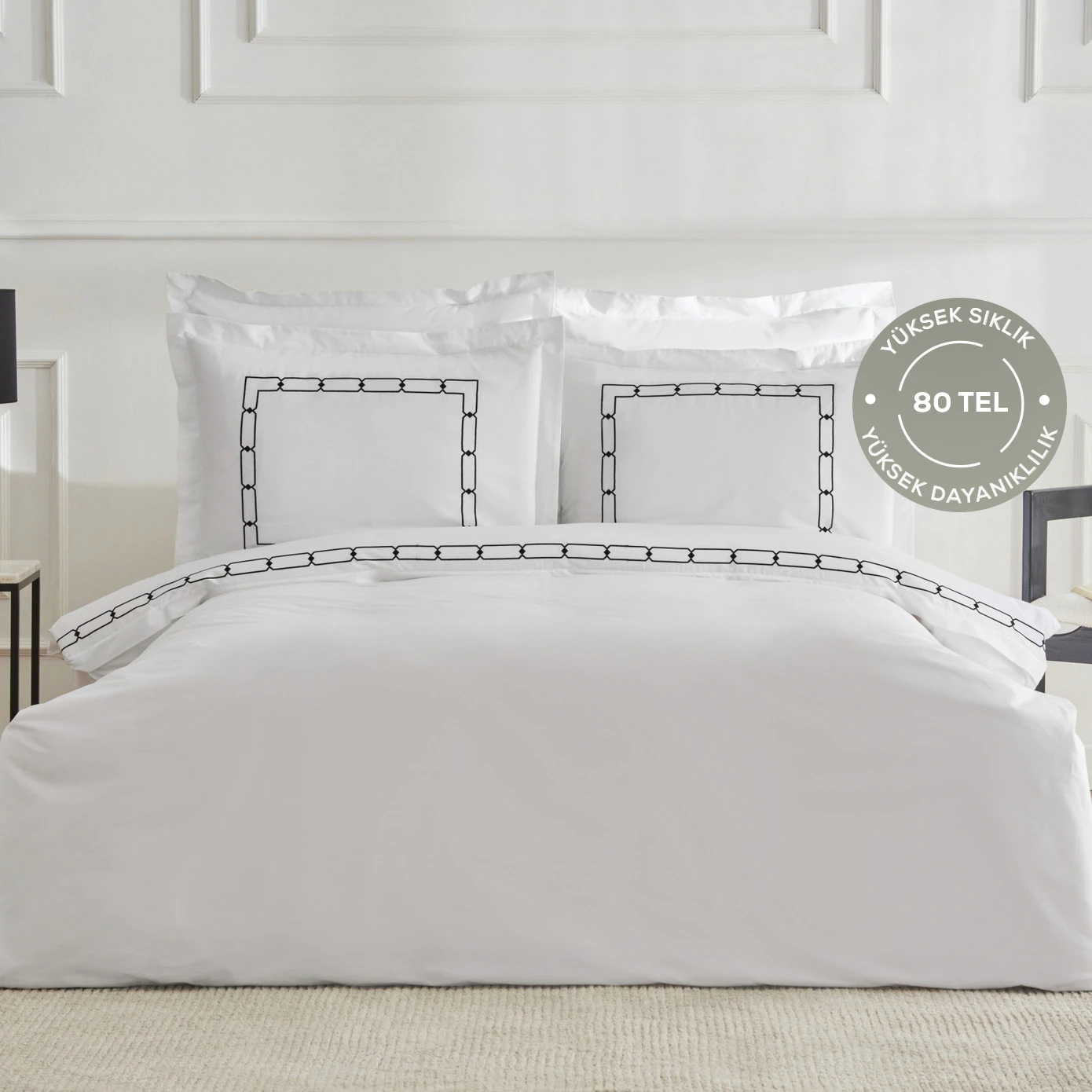 [200.22.02.0040] WHITE COLL DIANE BEYAZ DOUBLE KS EMBROIDERED PERCALE NEV TKM