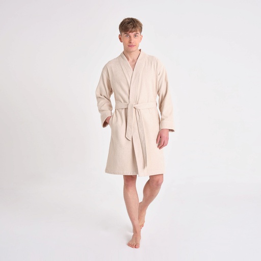 [200.21.01.0621] ROMA BEIGE REGULAR KIMONO 100% COTTON BATHROBE S/M