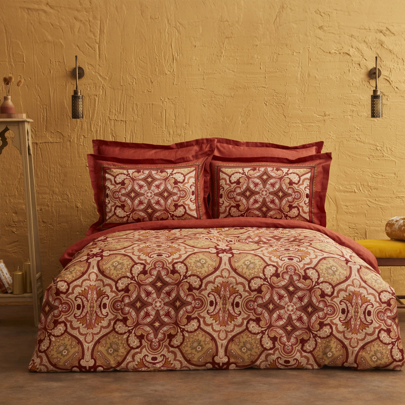 [200.22.14.0306] SAVOY BROWN 100% PMK DOUBLE KS SATIN DUVET COVER TKM