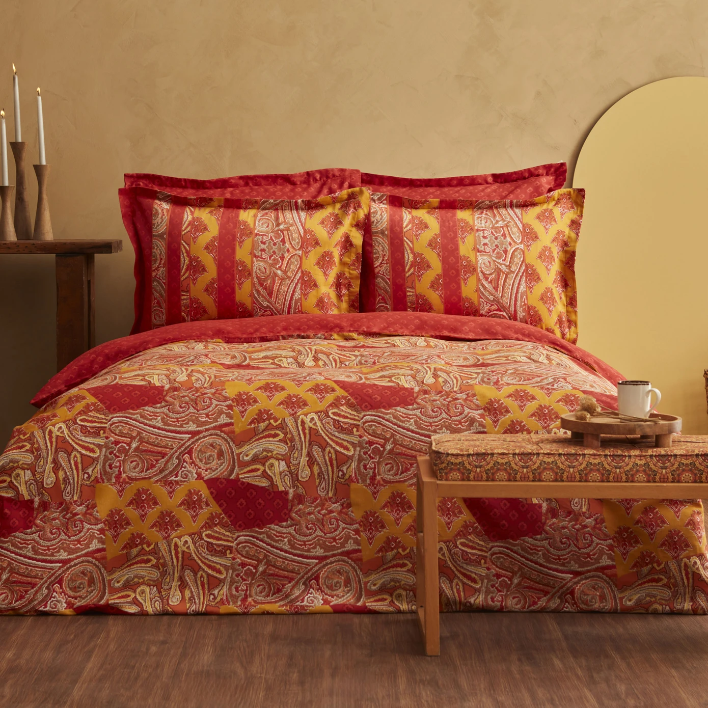 [200.22.14.0309] غطاء لحاف MARIS TERRACOTTA 100% PMK DOUBLE KS SATIN TKM