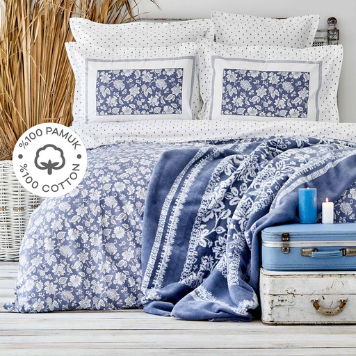 [200.17.01.0371] KH CELERINA BLUE RNF DOUBLE KS DUVET COVER SET (FITTED) (PP)
