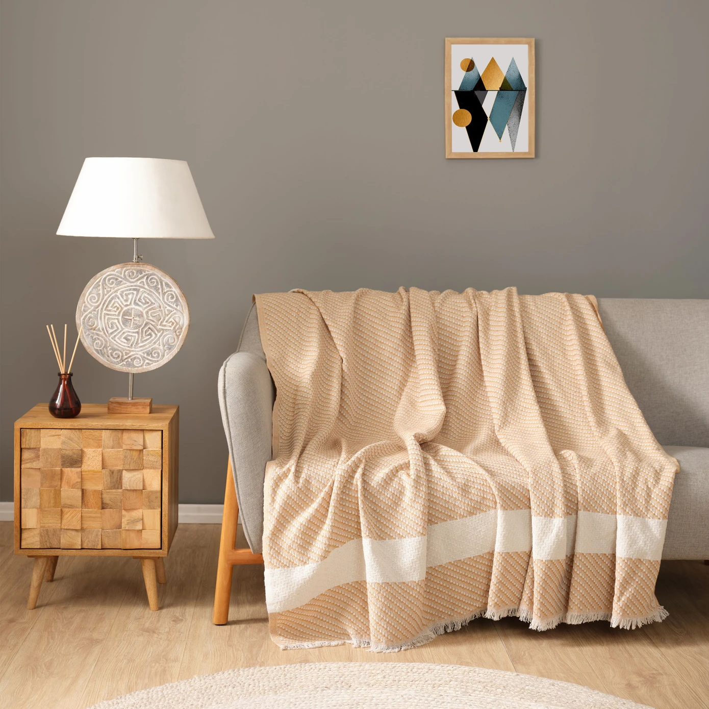 [200.21.01.0709] KH WILMA BEIGE SOFA COVER 170X210