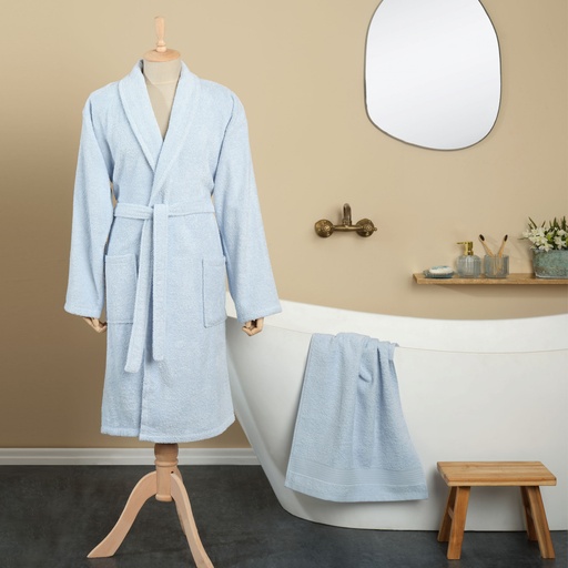 [200.21.01.0811] KH DEFY BLUE MEN'S 100% COTTON BATHROBE SET L/XL