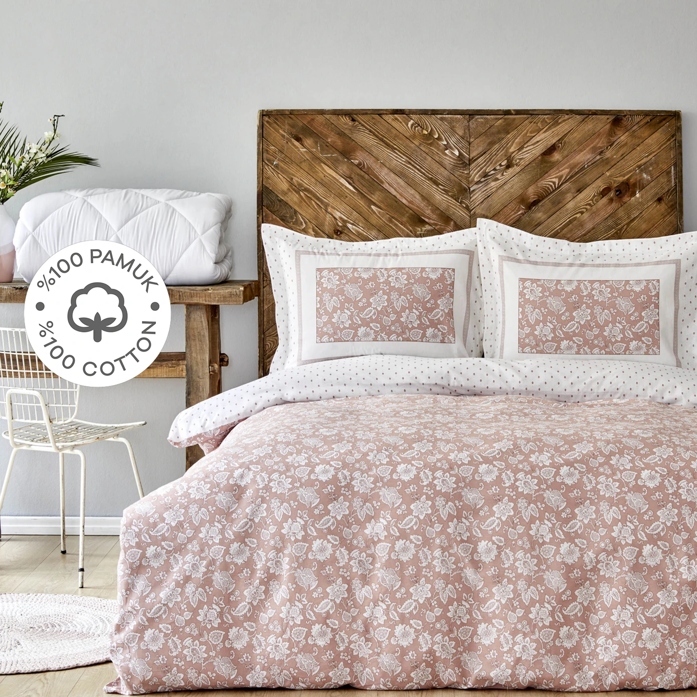 [200.17.01.0372] KH CELERINA PINK RNF DOUBLE KS DUVET COVER SET (FITTED) (PP)