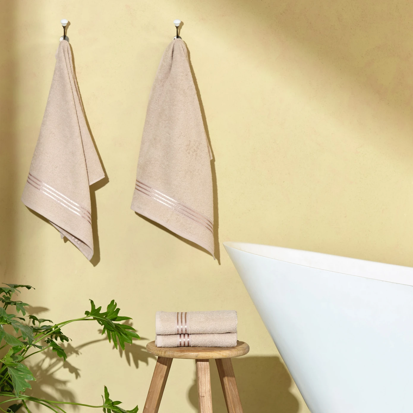 [200.21.01.0730] KH STRIPE BEIGE 4-PIECE TOWEL SET 50X90