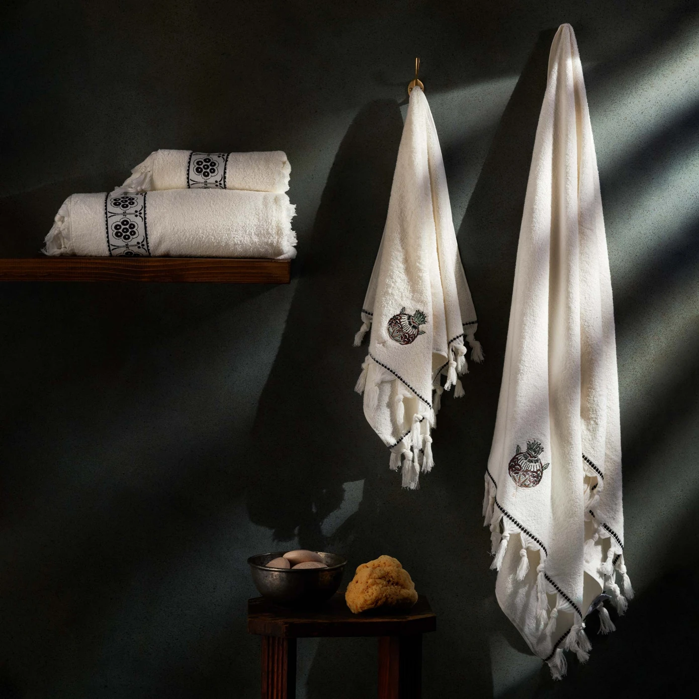 [200.20.01.0627] PAYE SELCUKLU SERIES ARTICHOKE EMBROIDERED HAMAM SET