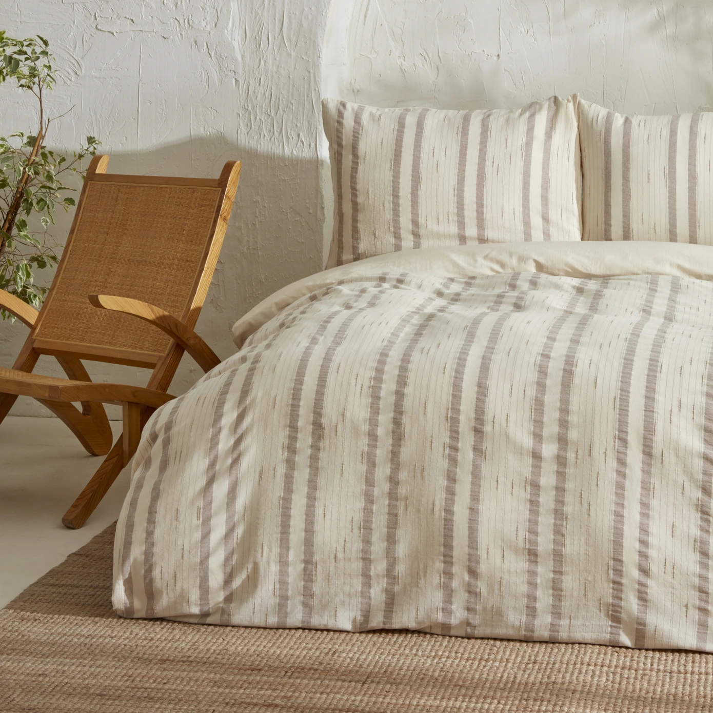 [200.22.01.0138] COSMOS BEIGE 100% PMK CIFT KS DUVET COVER SET