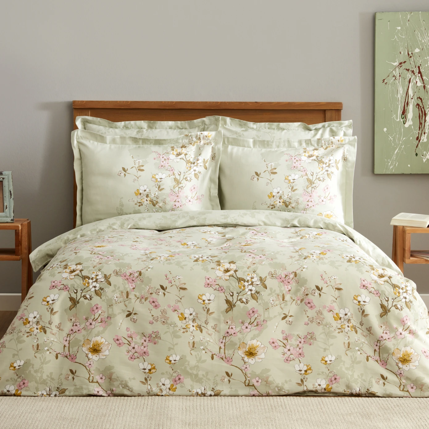 [200.22.05.0125] طقم غطاء لحاف مزدوج من القطن الساتان 100% من KH ROCH MINT