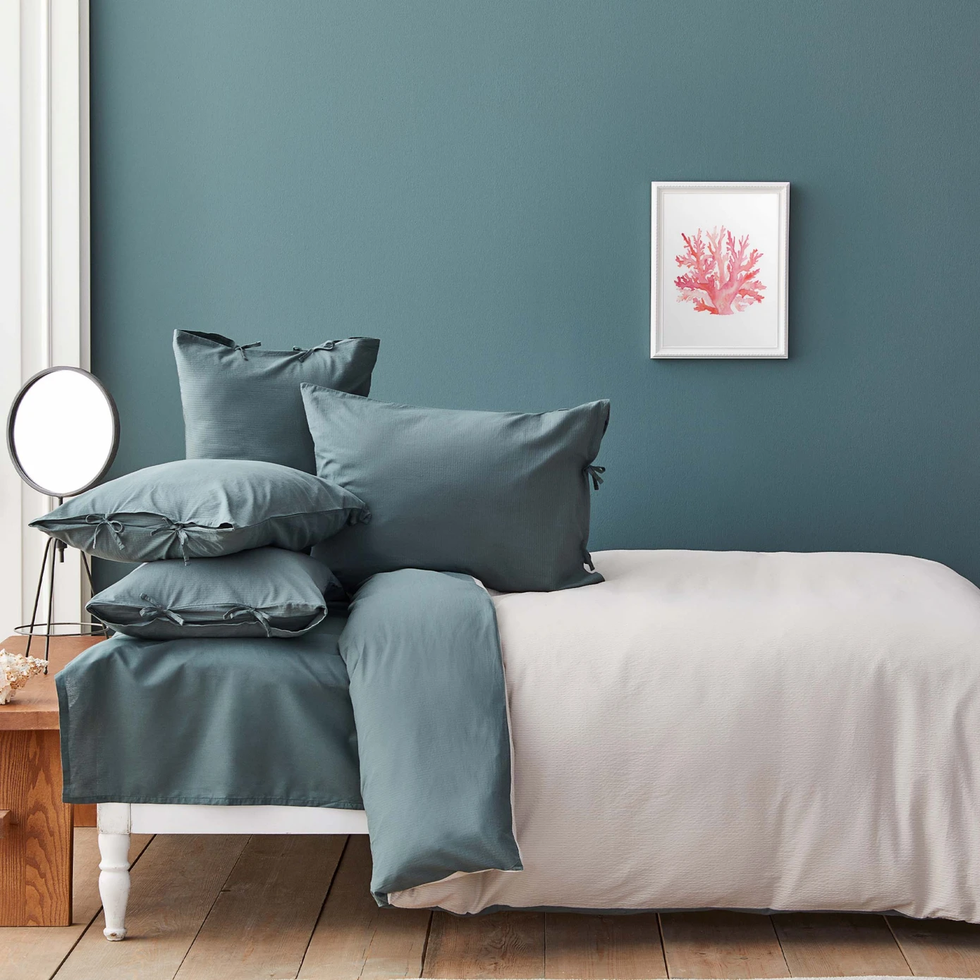 [180.01.01.0401] NAU PRUVA GREEN/BEIGE DF DOUBLE KS DUVET COVER SET