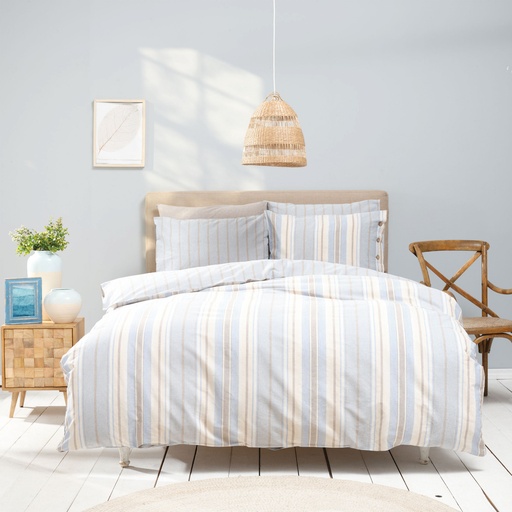 [200.21.01.0581] KH ARLO BLUE DOUBLE THREAD DYED DUVET COVER SET