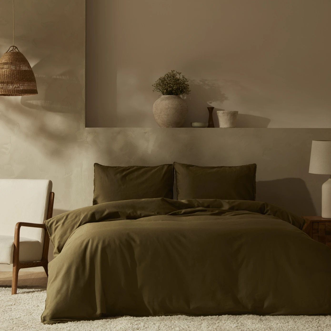[200.22.01.0056] POLLEN KHAKI LINEN DOUBLE KS DUVET COVER SET