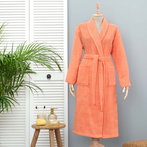 [200.20.01.0379] DAILY SOFT SALMON 100% COTTON WOMEN'S BATHROBE S/M