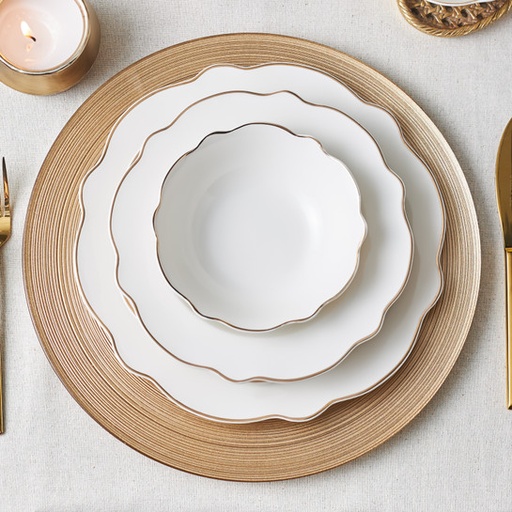 [153.03.08.3000] KARACA DAISY GOLD WAVE SHAPE 24 PIECES YMT FOR 6 PEOPLE